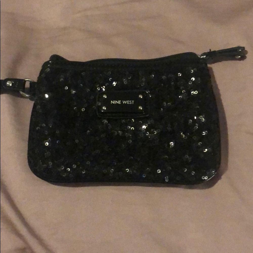 Black sequined Nine West Wristlet